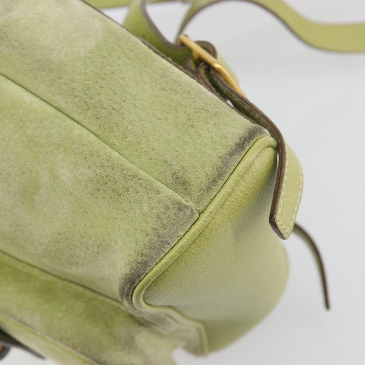 GUCCI Bamboo Backpack Suede Leather Green Gold 003 1956 0030 Auth nb201