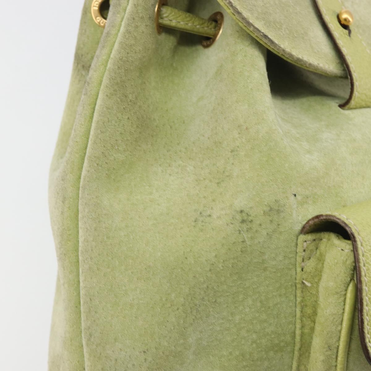 GUCCI Bamboo Backpack Suede Leather Green Gold 003 1956 0030 Auth nb201