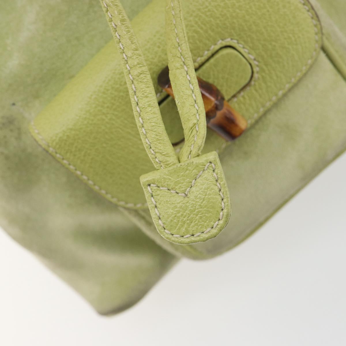 GUCCI Bamboo Backpack Suede Leather Green Gold 003 1956 0030 Auth nb201