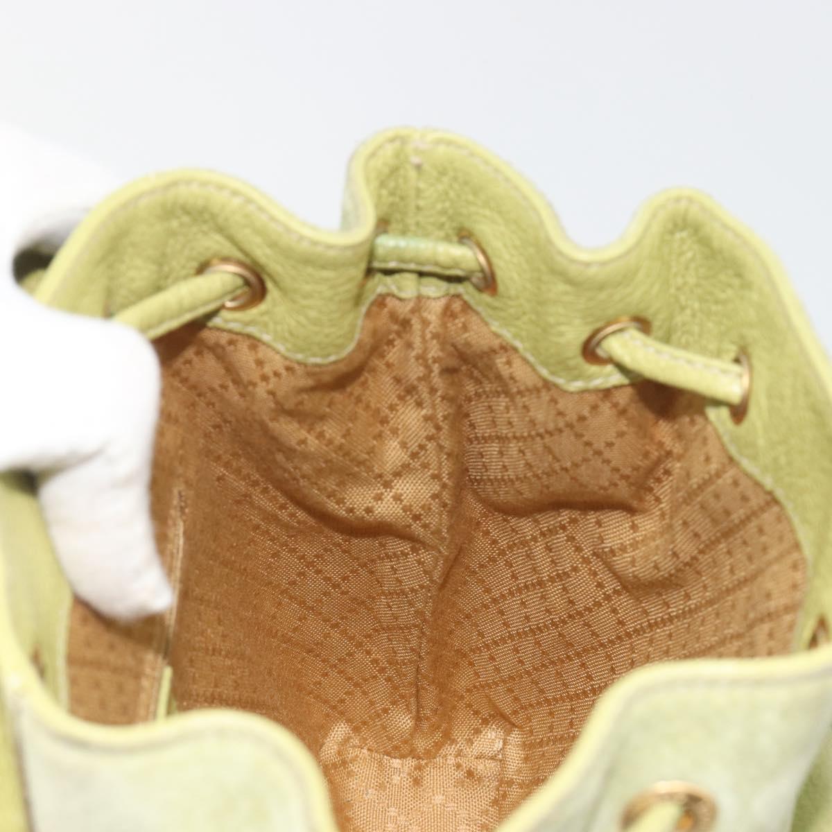 GUCCI Bamboo Backpack Suede Leather Green Gold 003 1956 0030 Auth nb201