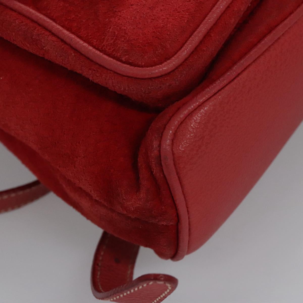 GUCCI Bamboo Backpack Suede Leather Red Gold 003 2058 0016 Auth nb202