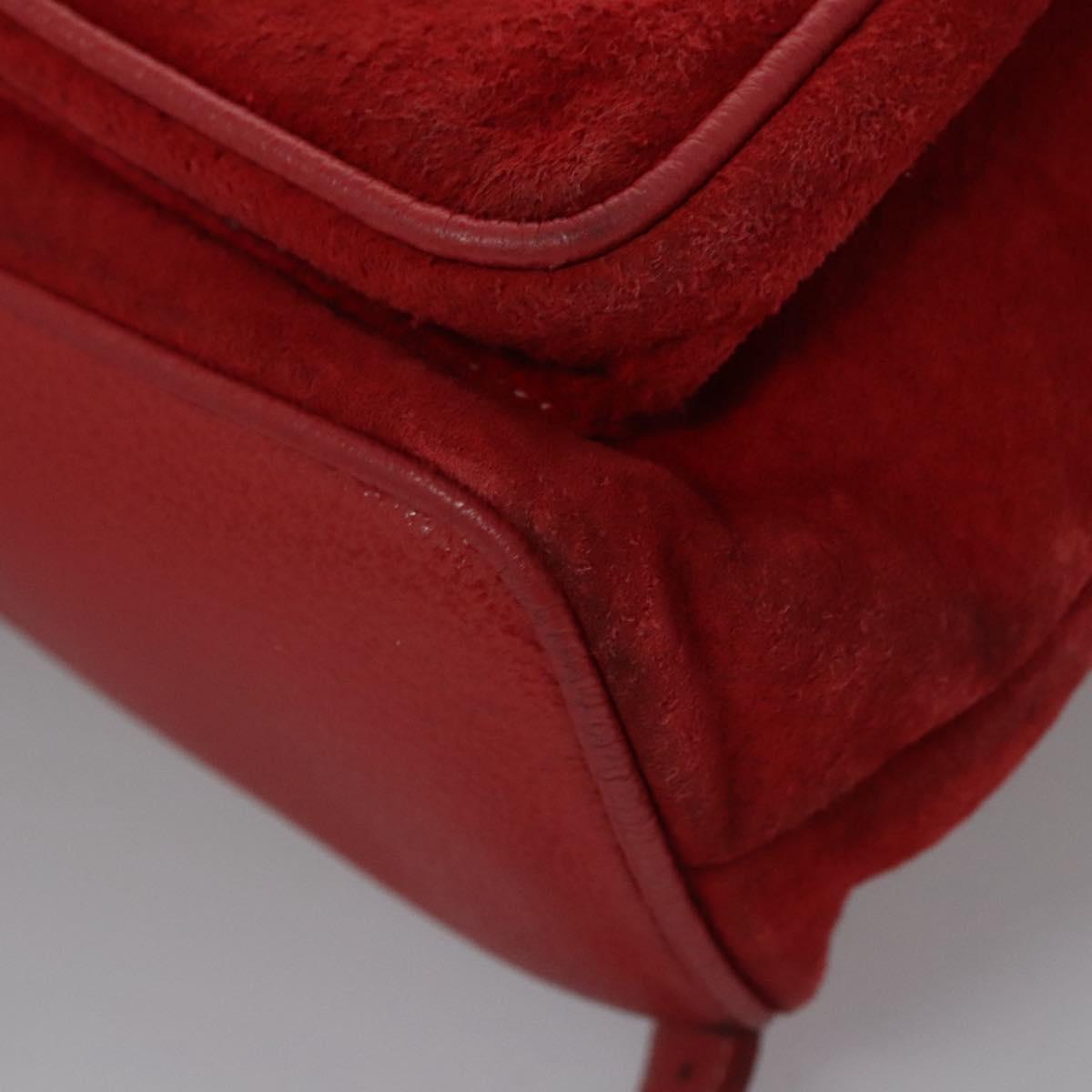 GUCCI Bamboo Backpack Suede Leather Red Gold 003 2058 0016 Auth nb202