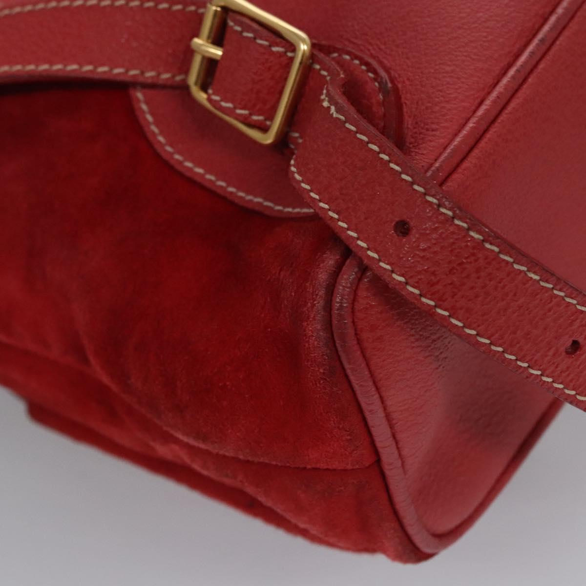 GUCCI Bamboo Backpack Suede Leather Red Gold 003 2058 0016 Auth nb202