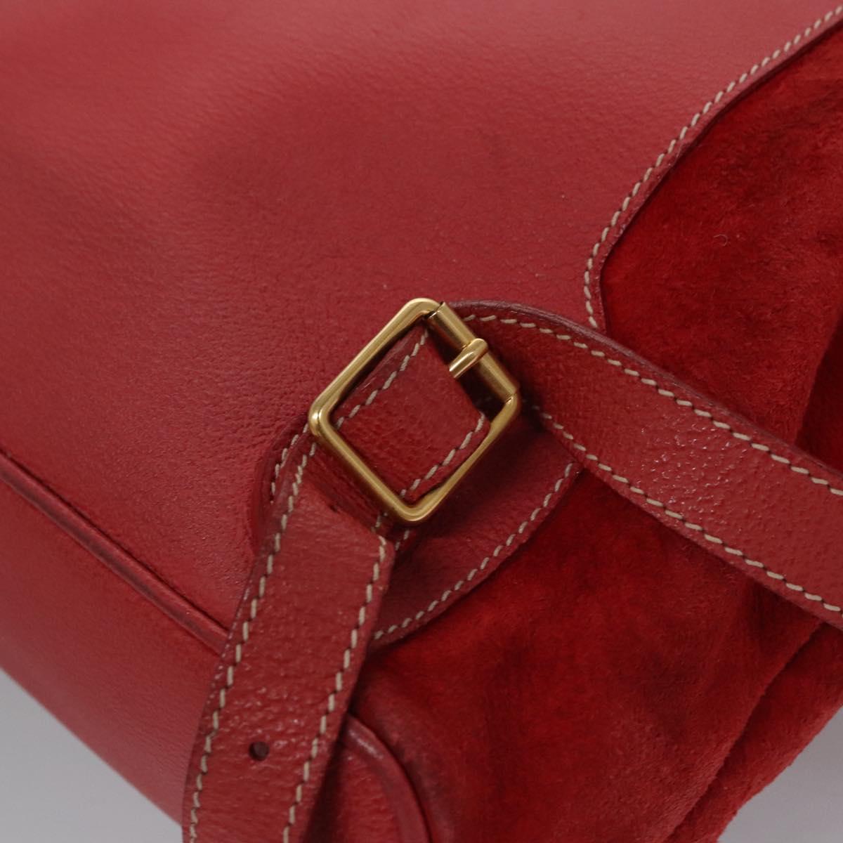 GUCCI Bamboo Backpack Suede Leather Red Gold 003 2058 0016 Auth nb202