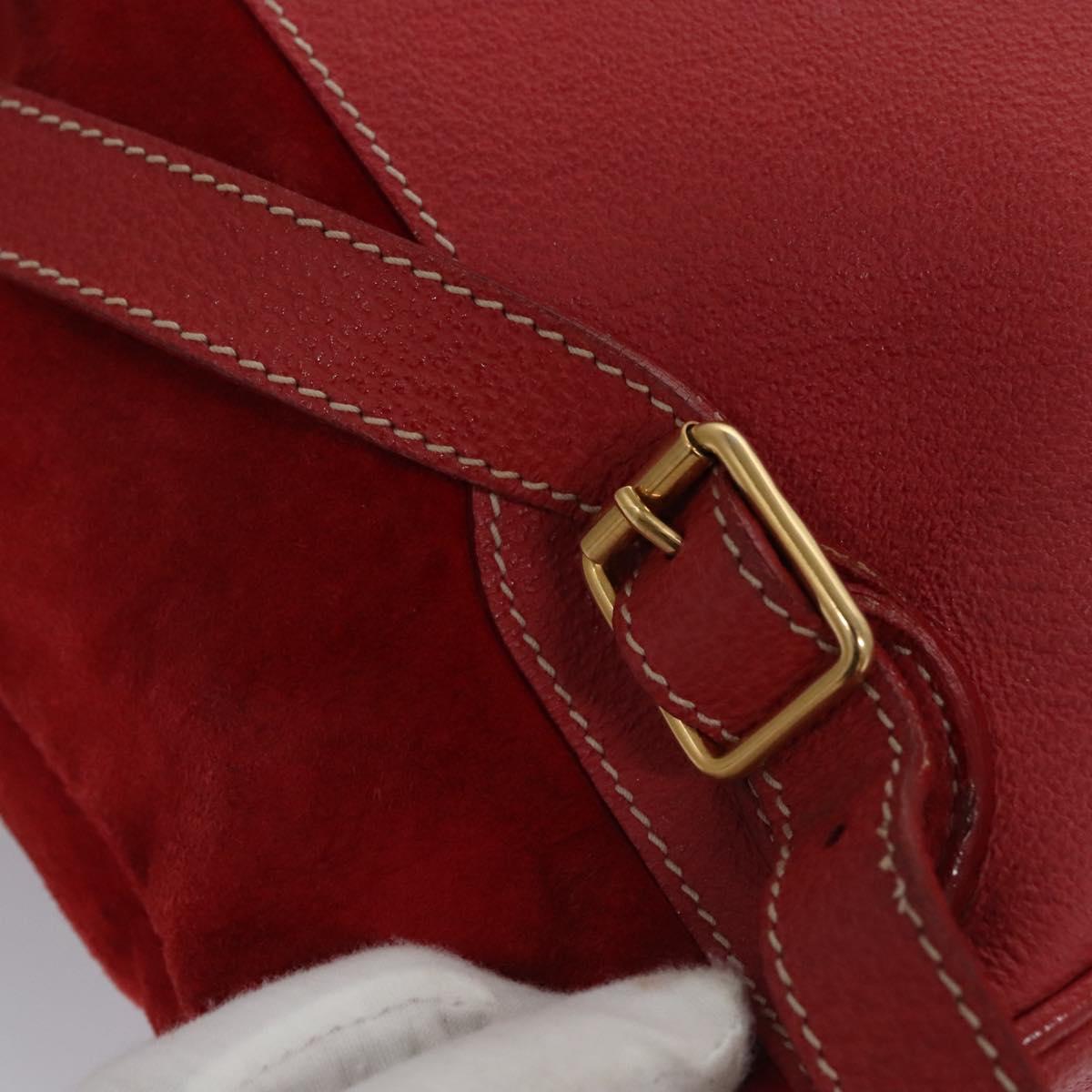 GUCCI Bamboo Backpack Suede Leather Red Gold 003 2058 0016 Auth nb202
