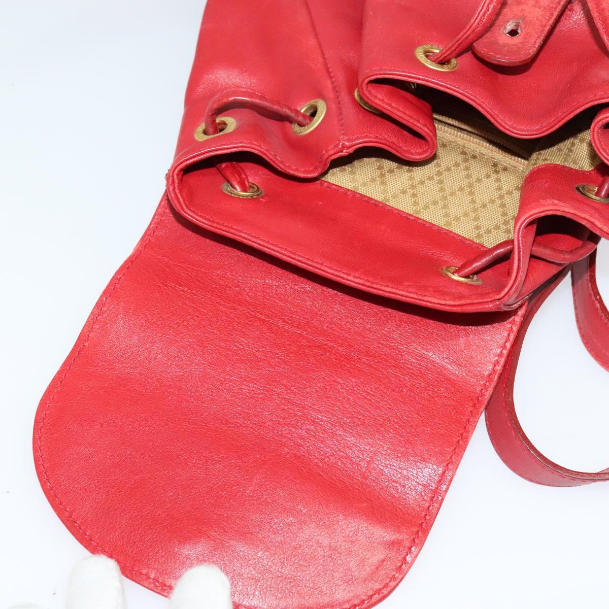 GUCCI Bamboo Backpack Leather Red Gold 003 3444 0030 Auth nb203