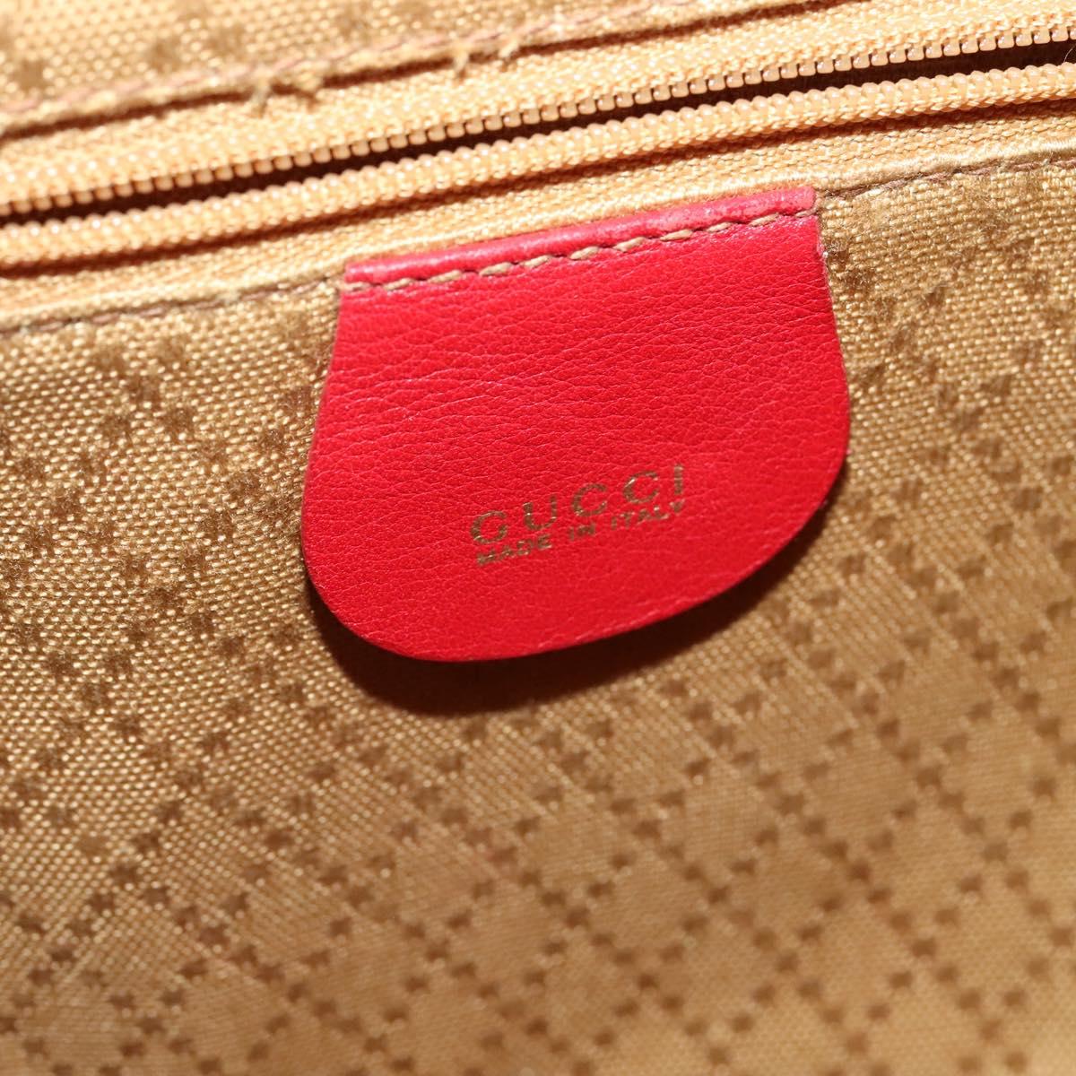 GUCCI Bamboo Backpack Leather Red Gold 003 3444 0030 Auth nb203