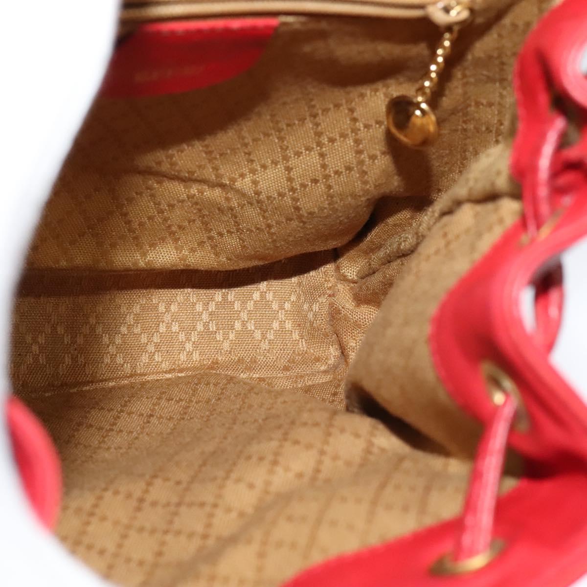 GUCCI Bamboo Backpack Leather Red Gold 003 3444 0030 Auth nb203