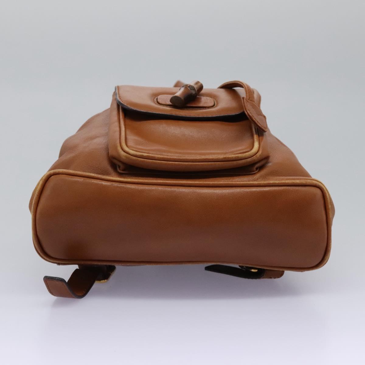 GUCCI Bamboo Backpack Leather Brown Gold 003 1705 0030 Auth nb204