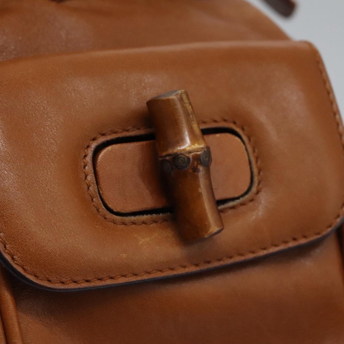 GUCCI Bamboo Backpack Leather Brown Gold 003 1705 0030 Auth nb204