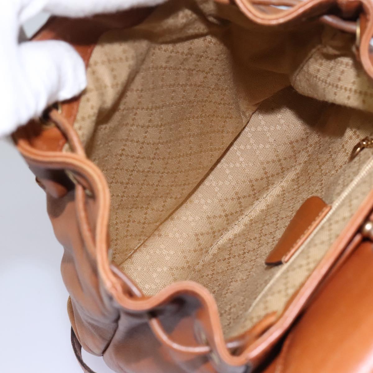 GUCCI Bamboo Backpack Leather Brown Gold 003 1705 0030 Auth nb204