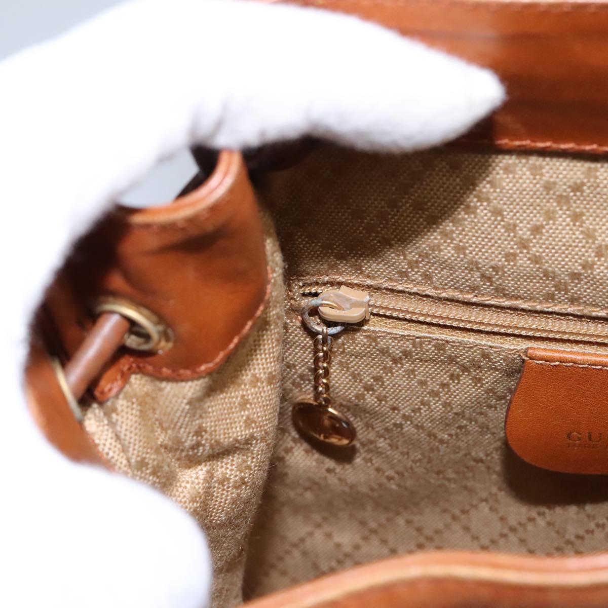 GUCCI Bamboo Backpack Leather Brown Gold 003 1705 0030 Auth nb204