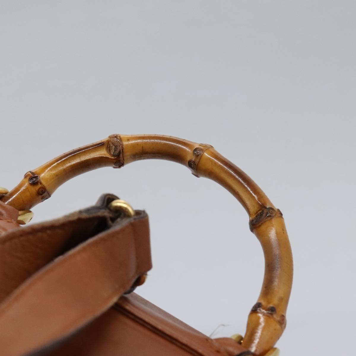 GUCCI Bamboo Backpack Leather Brown Gold 003 1705 0030 Auth nb204