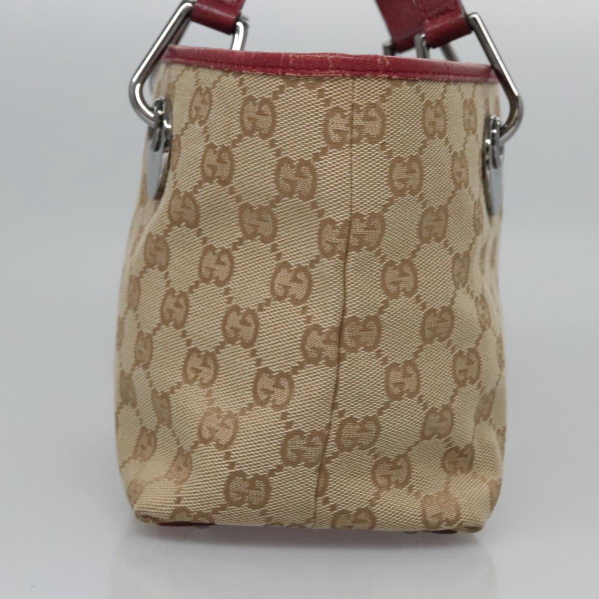 GUCCI GG Canvas Hand Bag Beige Pink gold 120844 Auth nb237