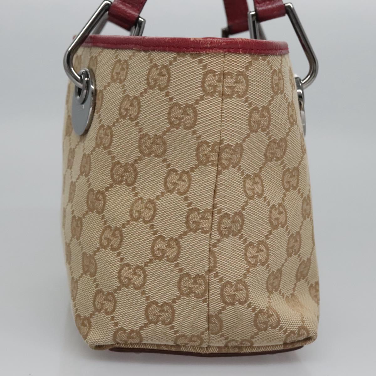 GUCCI GG Canvas Hand Bag Beige Pink gold 120844 Auth nb237