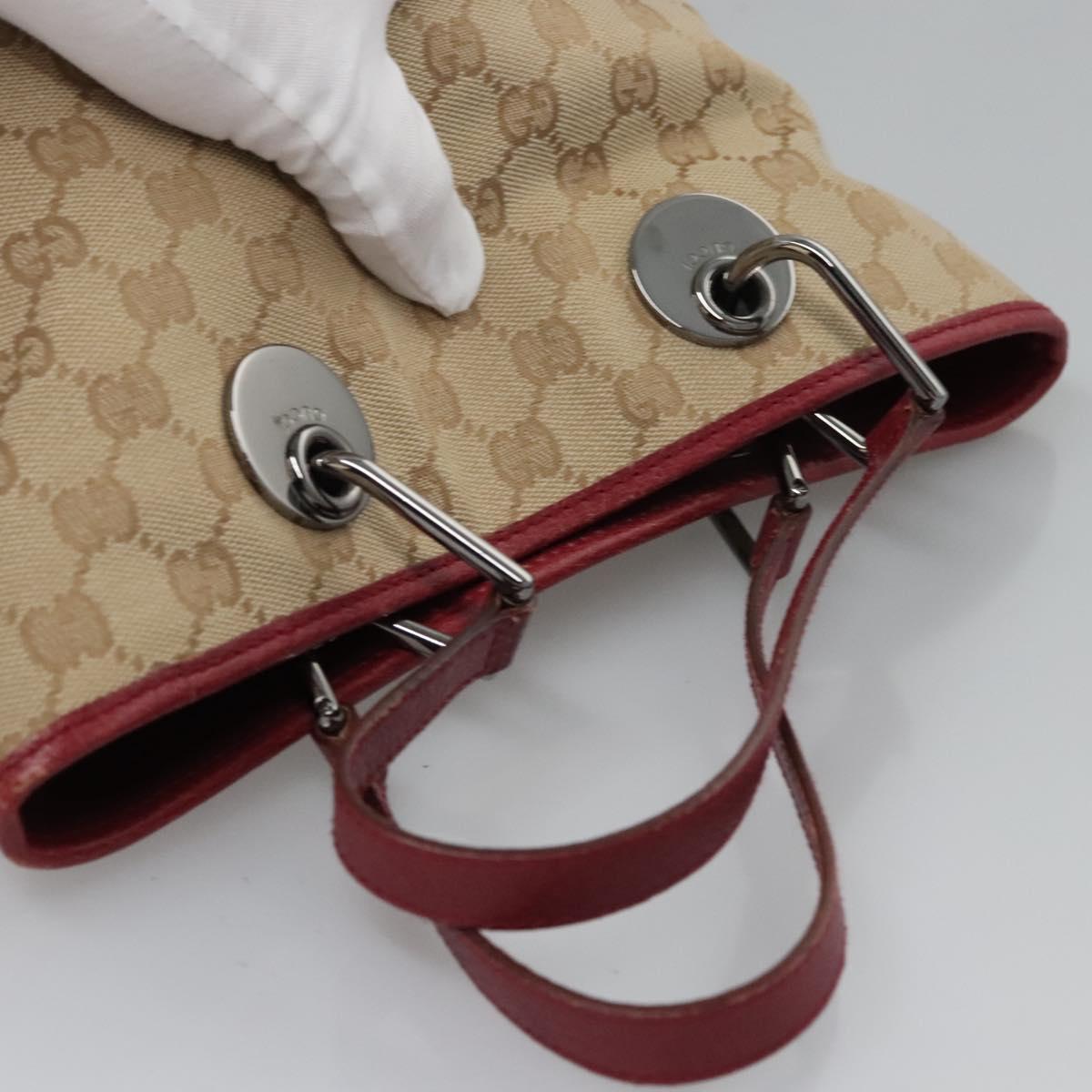 GUCCI GG Canvas Hand Bag Beige Pink gold 120844 Auth nb237