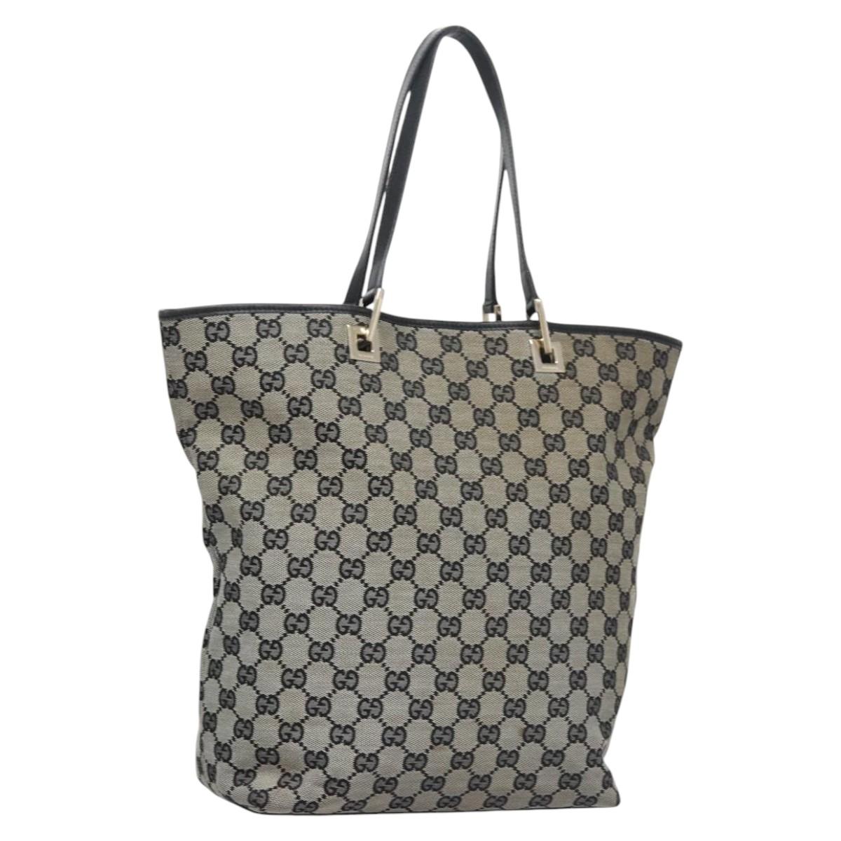GUCCI GG Canvas Tote Bag Navy gold 002 1098 Auth nb239