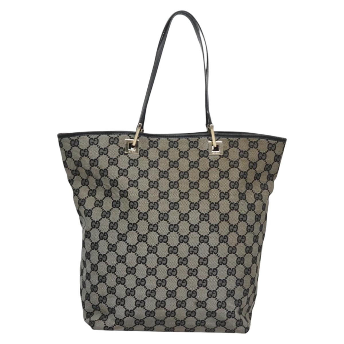 GUCCI GG Canvas Tote Bag Navy gold 002 1098 Auth nb239
