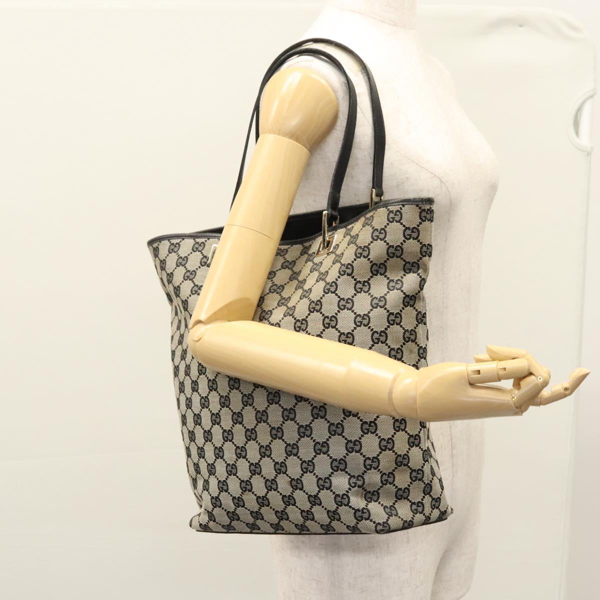 GUCCI GG Canvas Tote Bag Navy gold 002 1098 Auth nb239