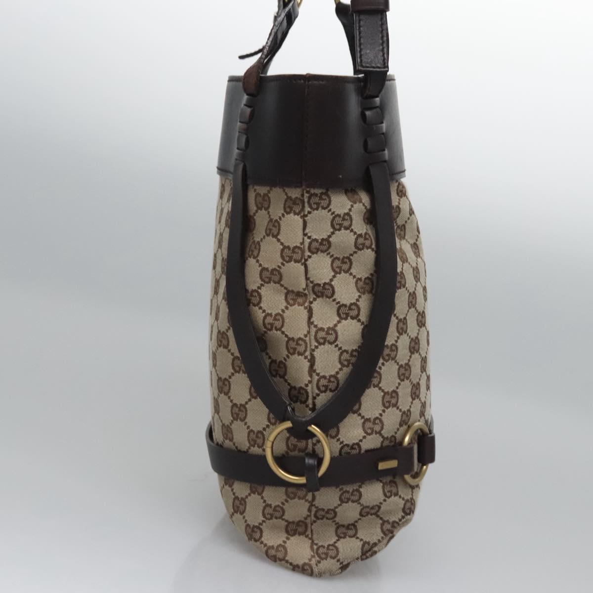 GUCCI GG Canvas Tote Bag Beige Brown gold 106248 Auth nb240
