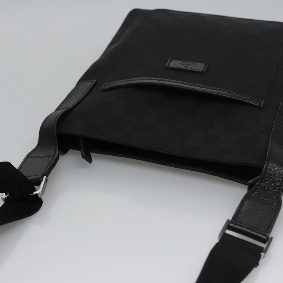 GUCCI GG Canvas Shoulder Bag Black Silver 122793 Auth nb241