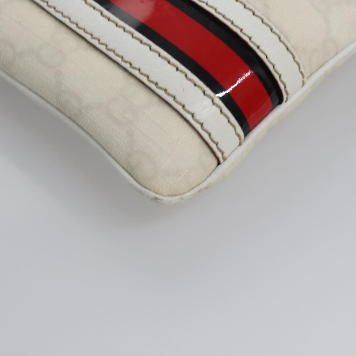 GUCCI GG Supreme Shoulder Bag PVC White Red gold 153244 Auth nb243