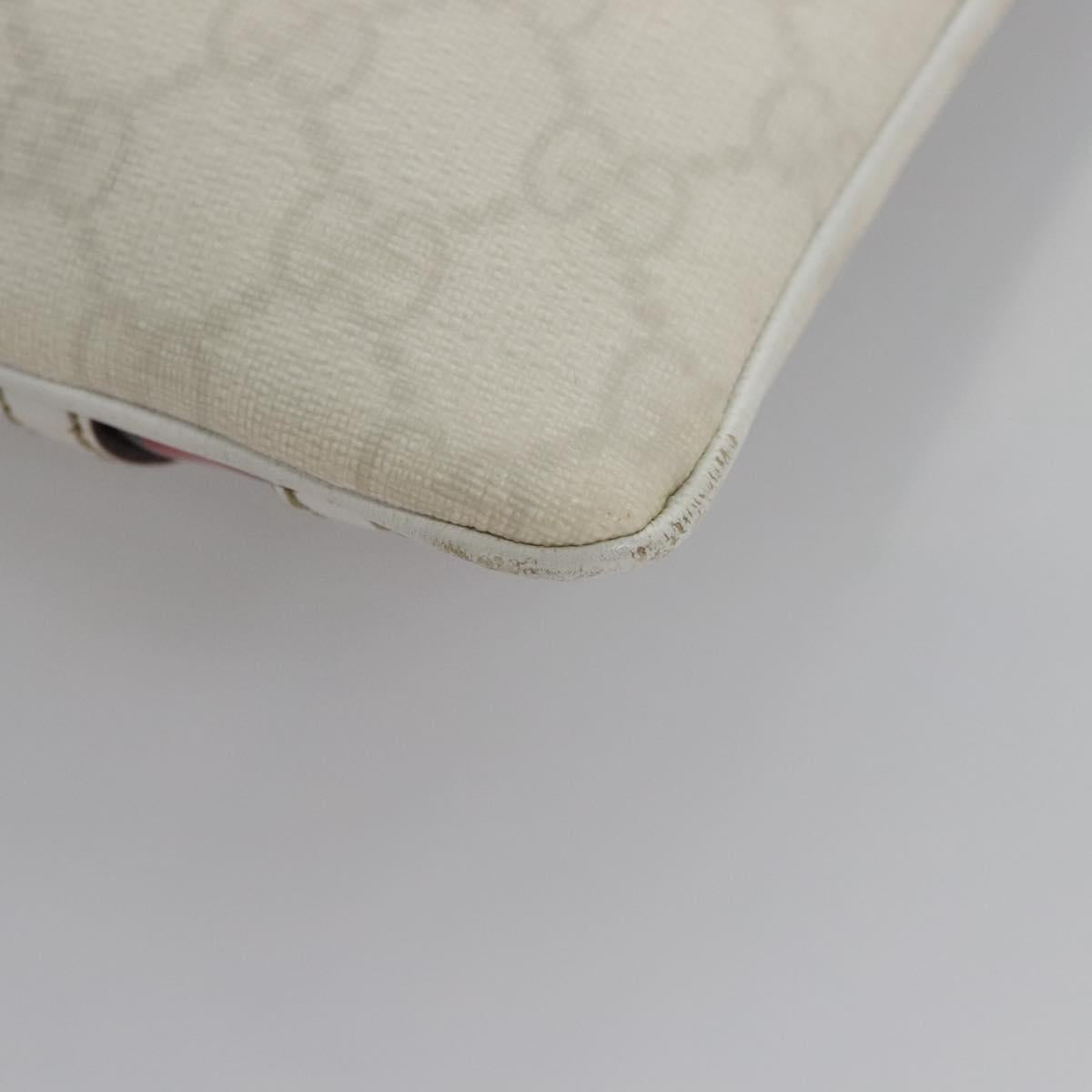 GUCCI GG Supreme Shoulder Bag PVC White Red gold 153244 Auth nb243
