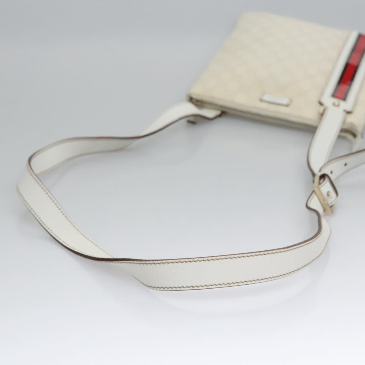 GUCCI GG Supreme Shoulder Bag PVC White Red gold 153244 Auth nb243
