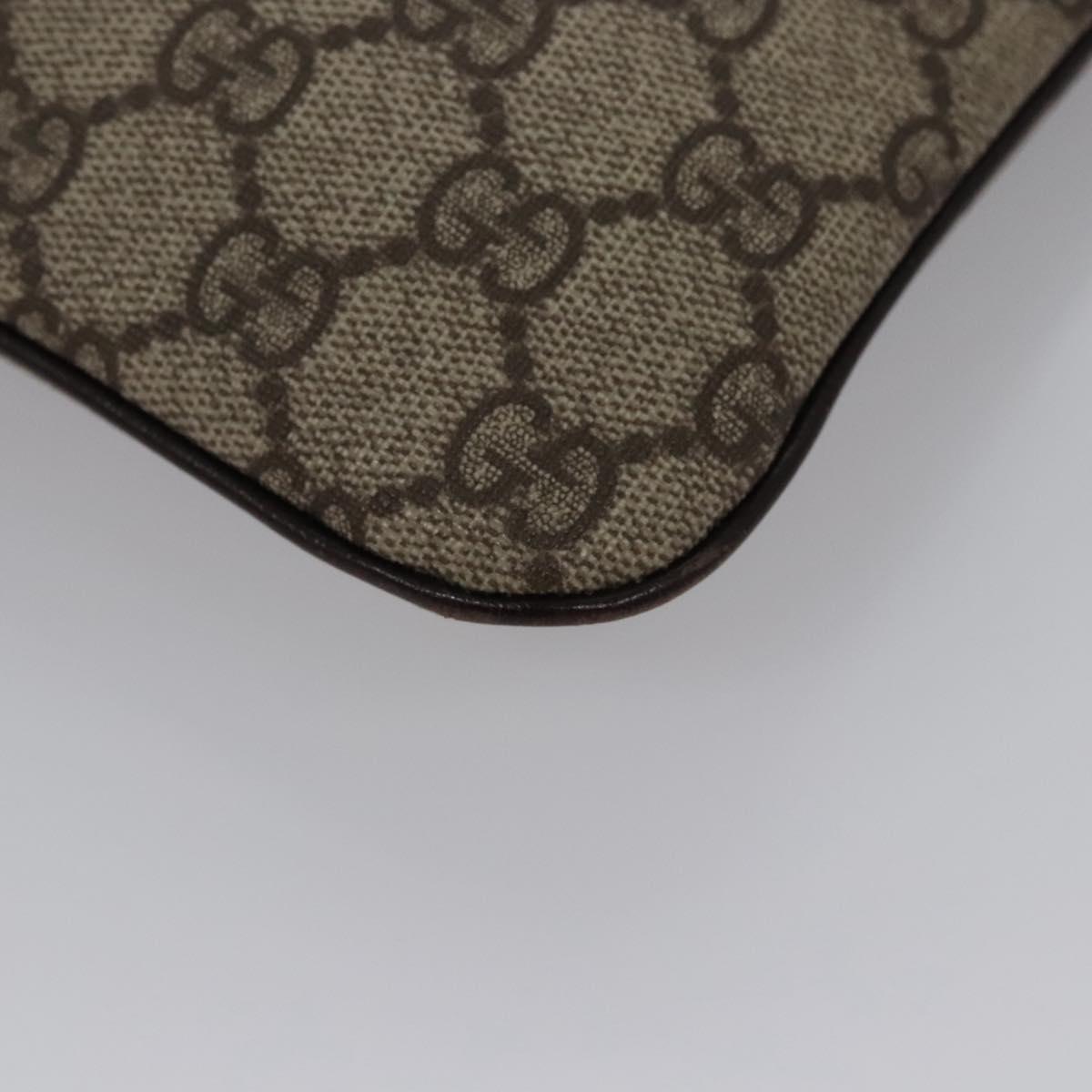 GUCCI GG Supreme Hand Bag PVC Leather Beige Silver 114600 Auth nb246