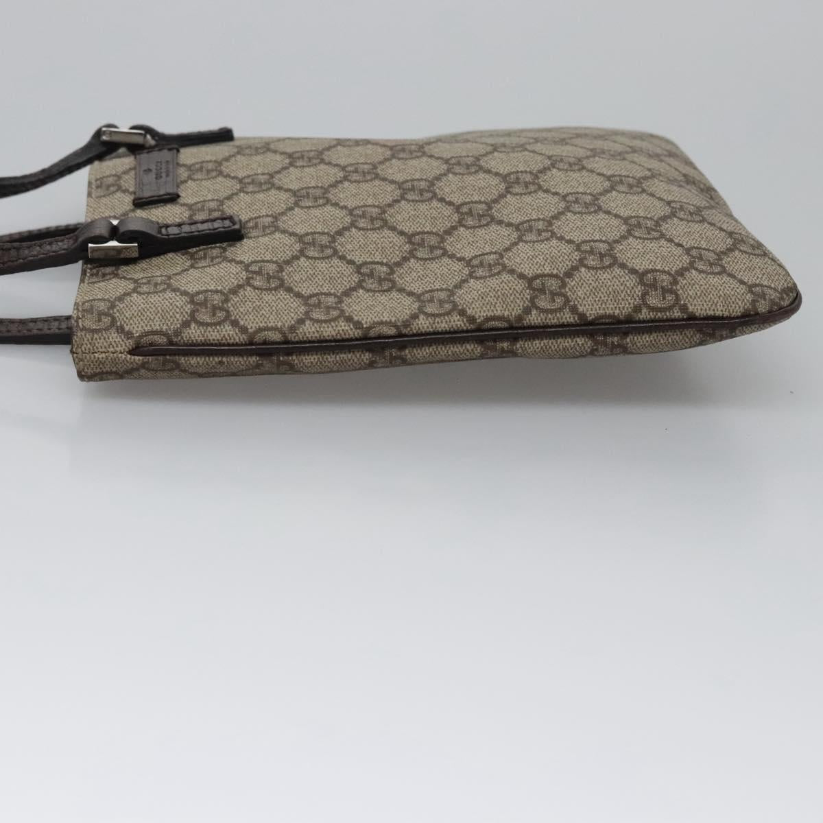 GUCCI GG Supreme Hand Bag PVC Leather Beige Silver 114600 Auth nb246