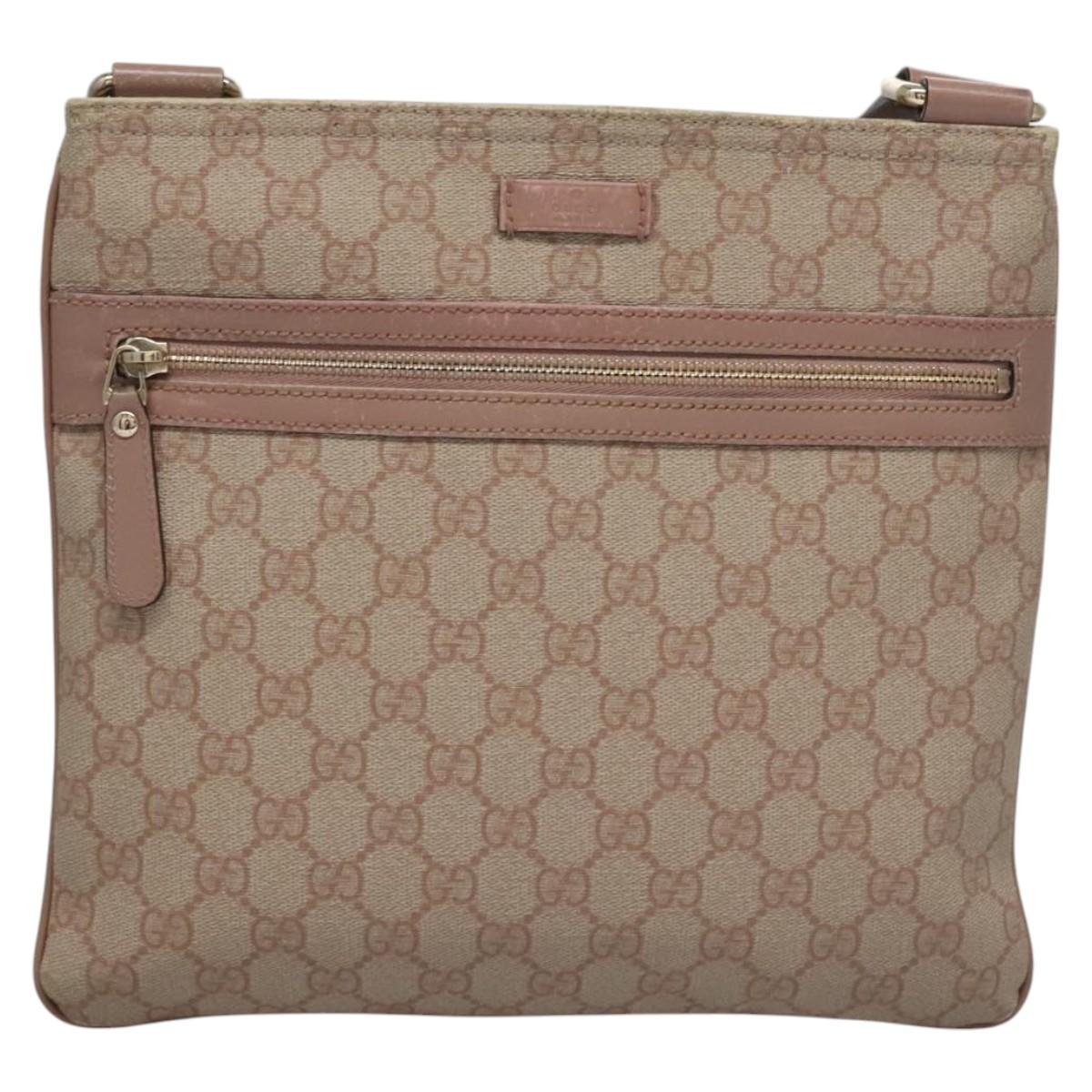 GUCCI GG Supreme Shoulder Bag PVC Beige Pink gold 295257 Auth nb248