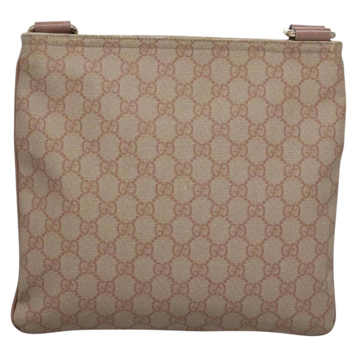 GUCCI GG Supreme Shoulder Bag PVC Beige Pink gold 295257 Auth nb248