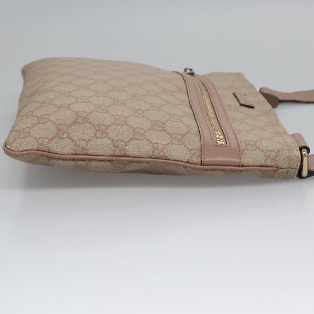 GUCCI GG Supreme Shoulder Bag PVC Beige Pink gold 295257 Auth nb248