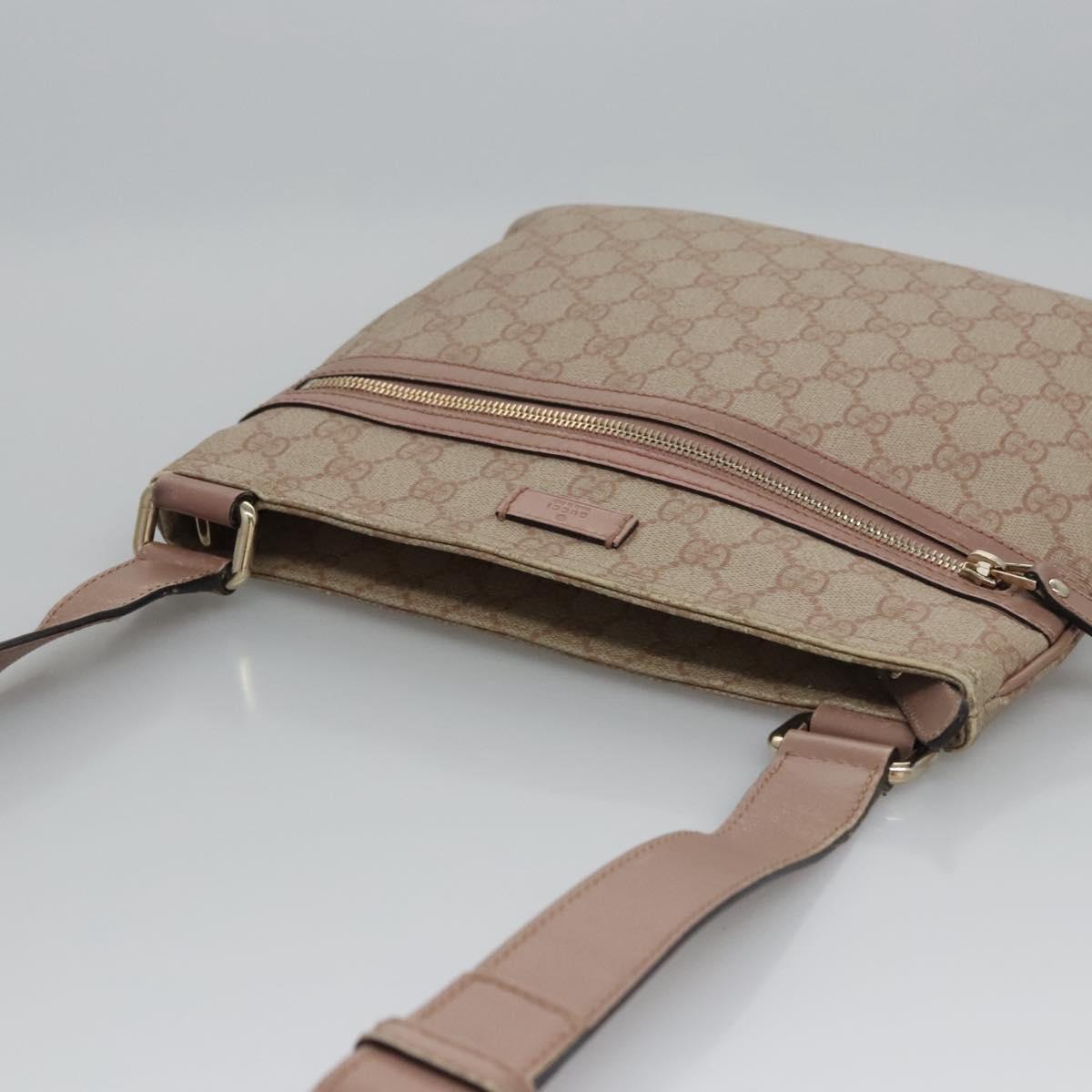 GUCCI GG Supreme Shoulder Bag PVC Beige Pink gold 295257 Auth nb248