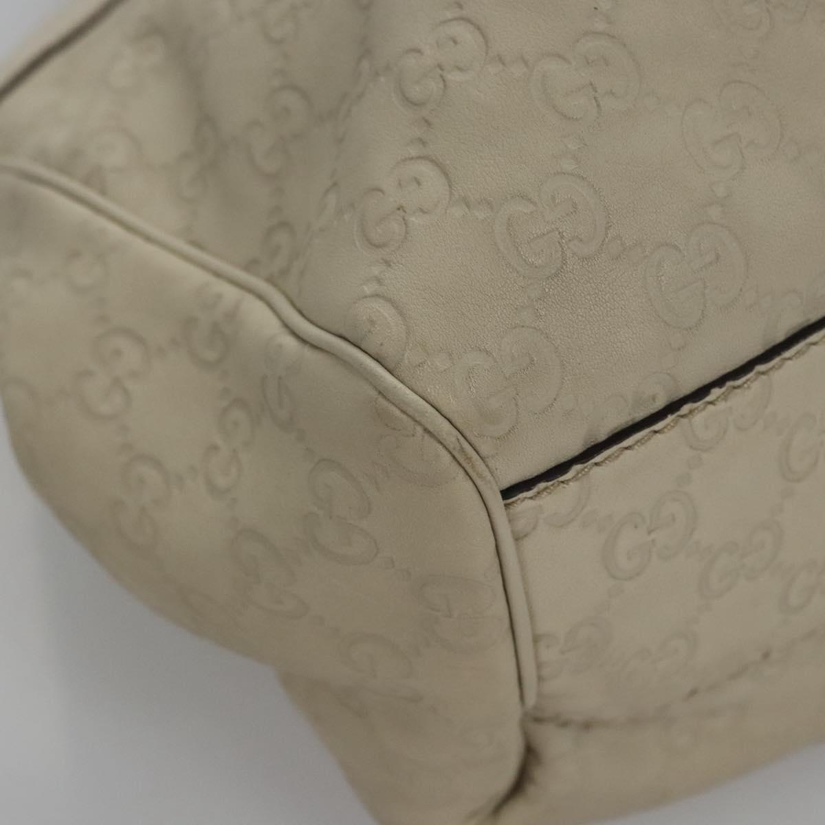 GUCCI GG Canvas Guccissima Hand Bag Leather White Gold 211944 Auth nb251