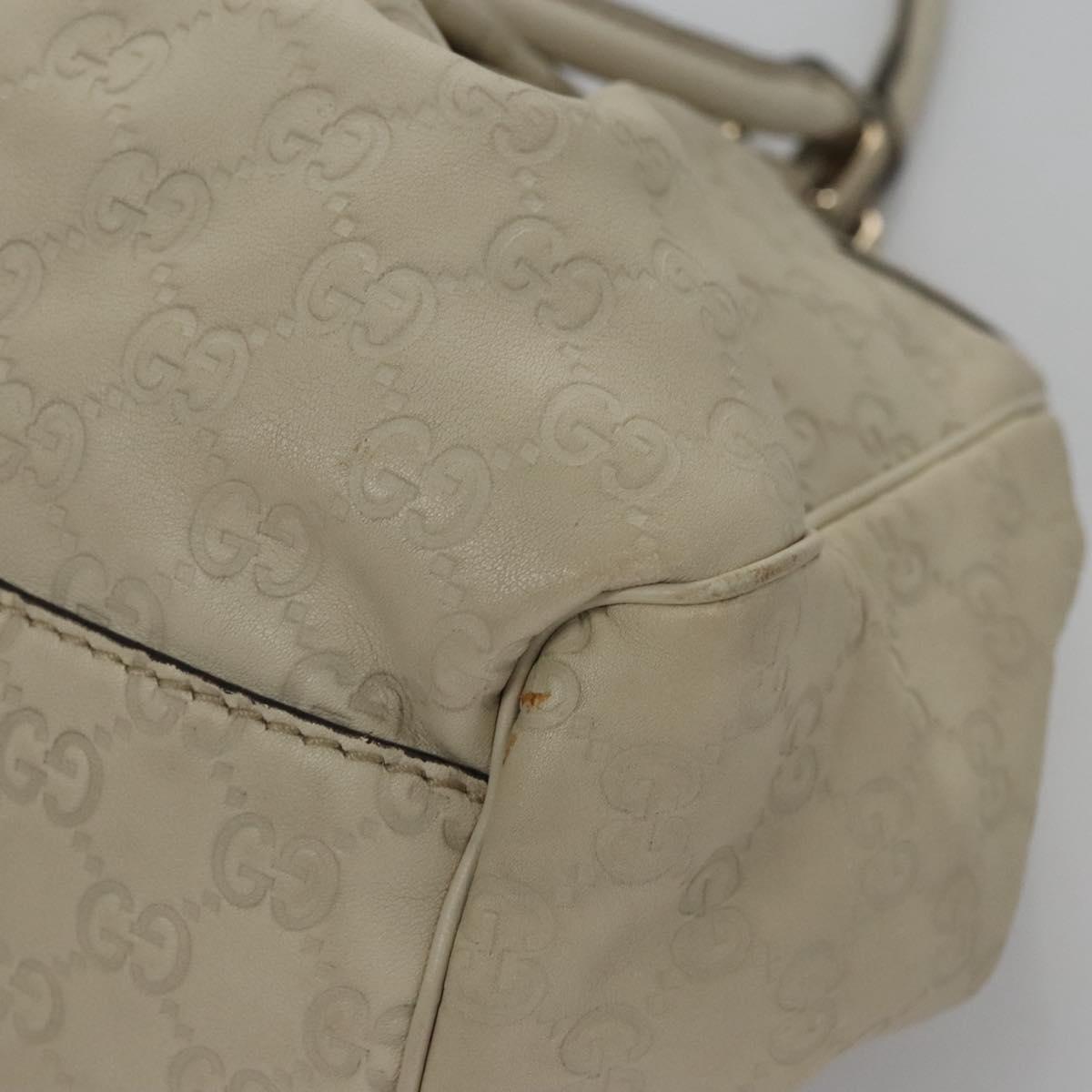 GUCCI GG Canvas Guccissima Hand Bag Leather White Gold 211944 Auth nb251