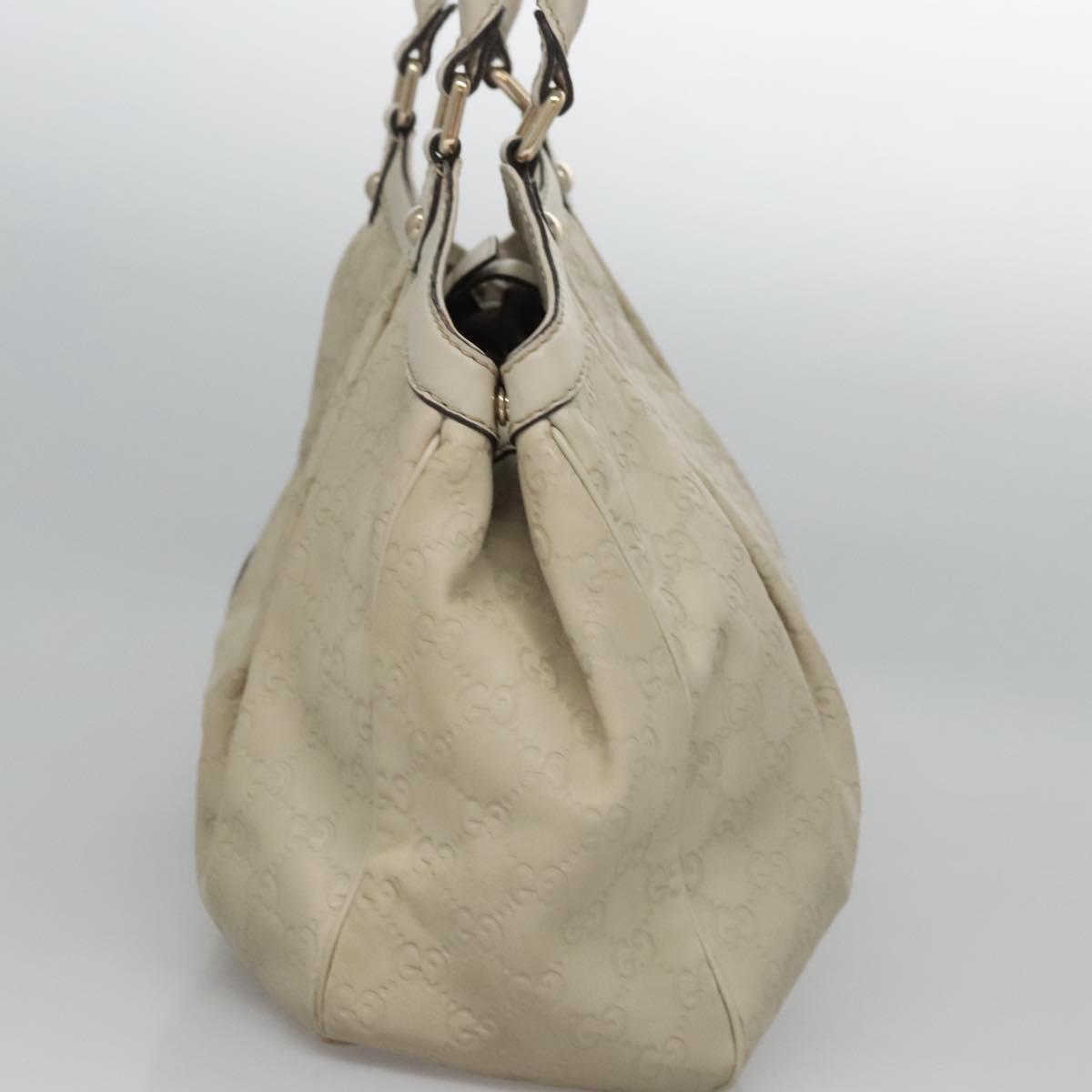 GUCCI GG Canvas Guccissima Hand Bag Leather White Gold 211944 Auth nb251