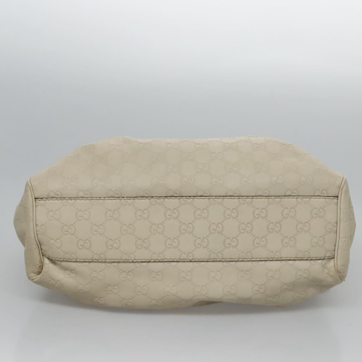 GUCCI GG Canvas Guccissima Hand Bag Leather White Gold 211944 Auth nb251