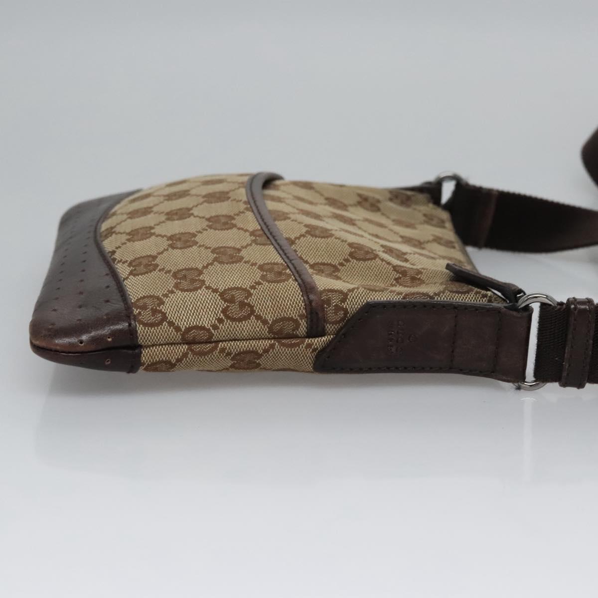 GUCCI GG Canvas Shoulder Bag Beige Brown gold 147671 Auth nb252