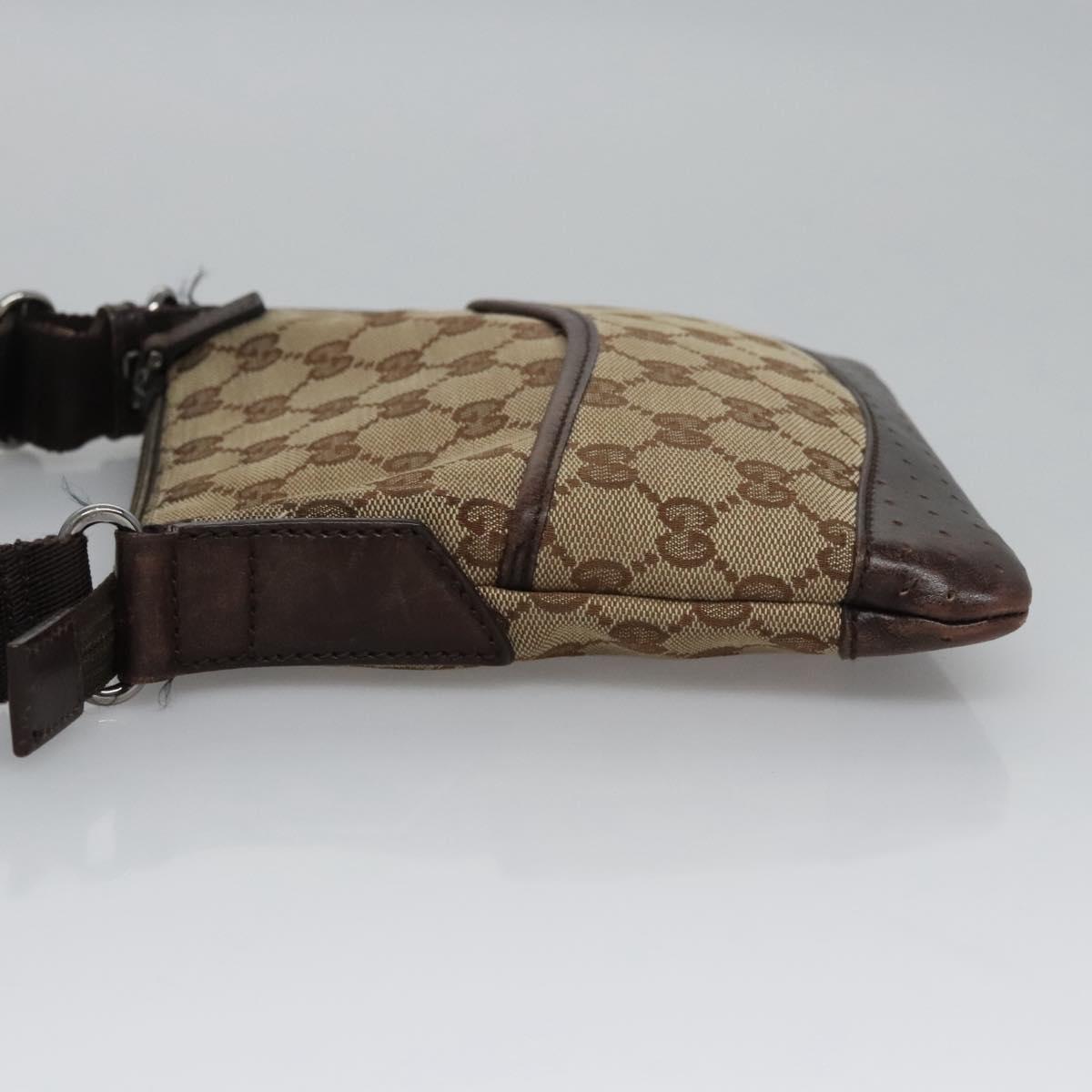 GUCCI GG Canvas Shoulder Bag Beige Brown gold 147671 Auth nb252