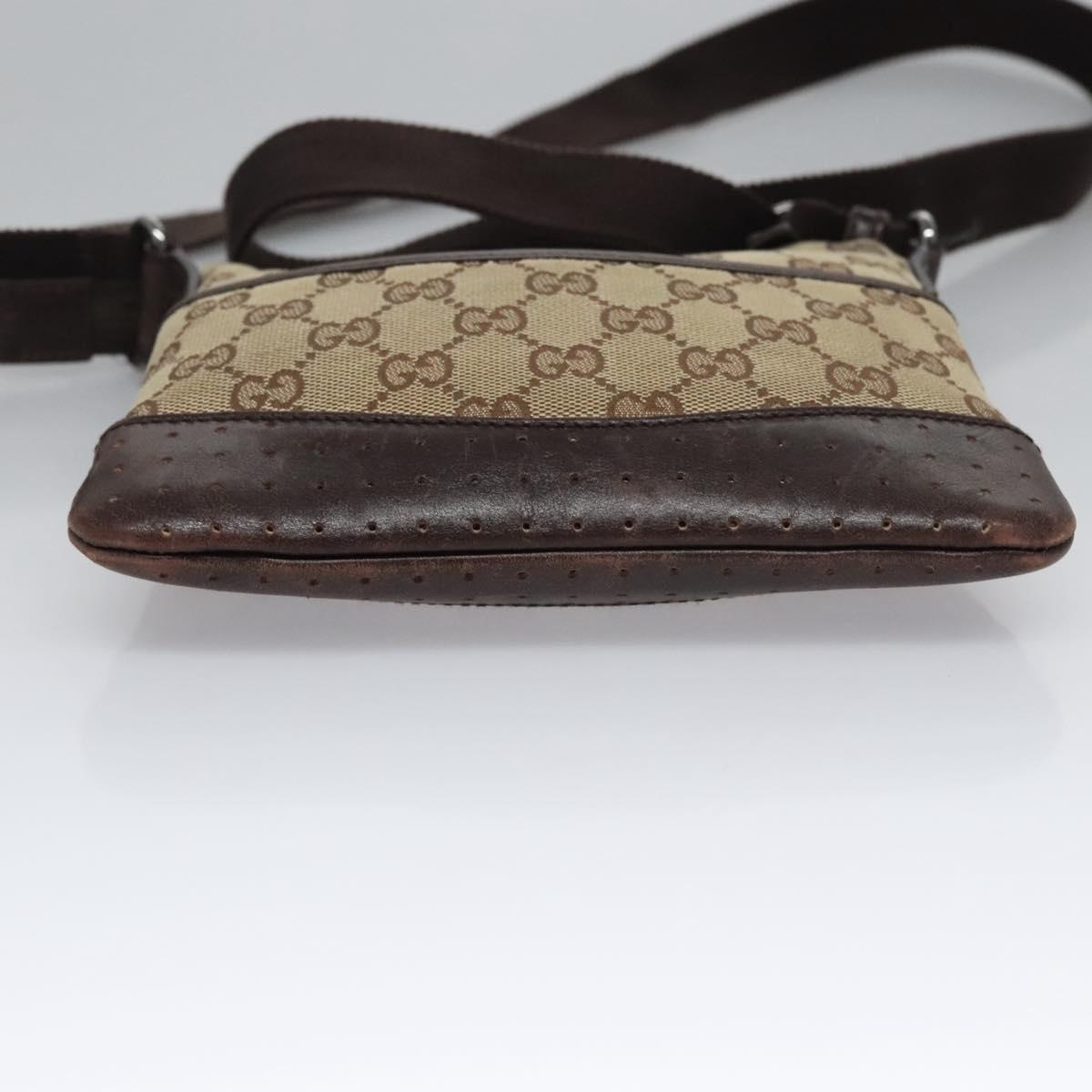 GUCCI GG Canvas Shoulder Bag Beige Brown gold 147671 Auth nb252