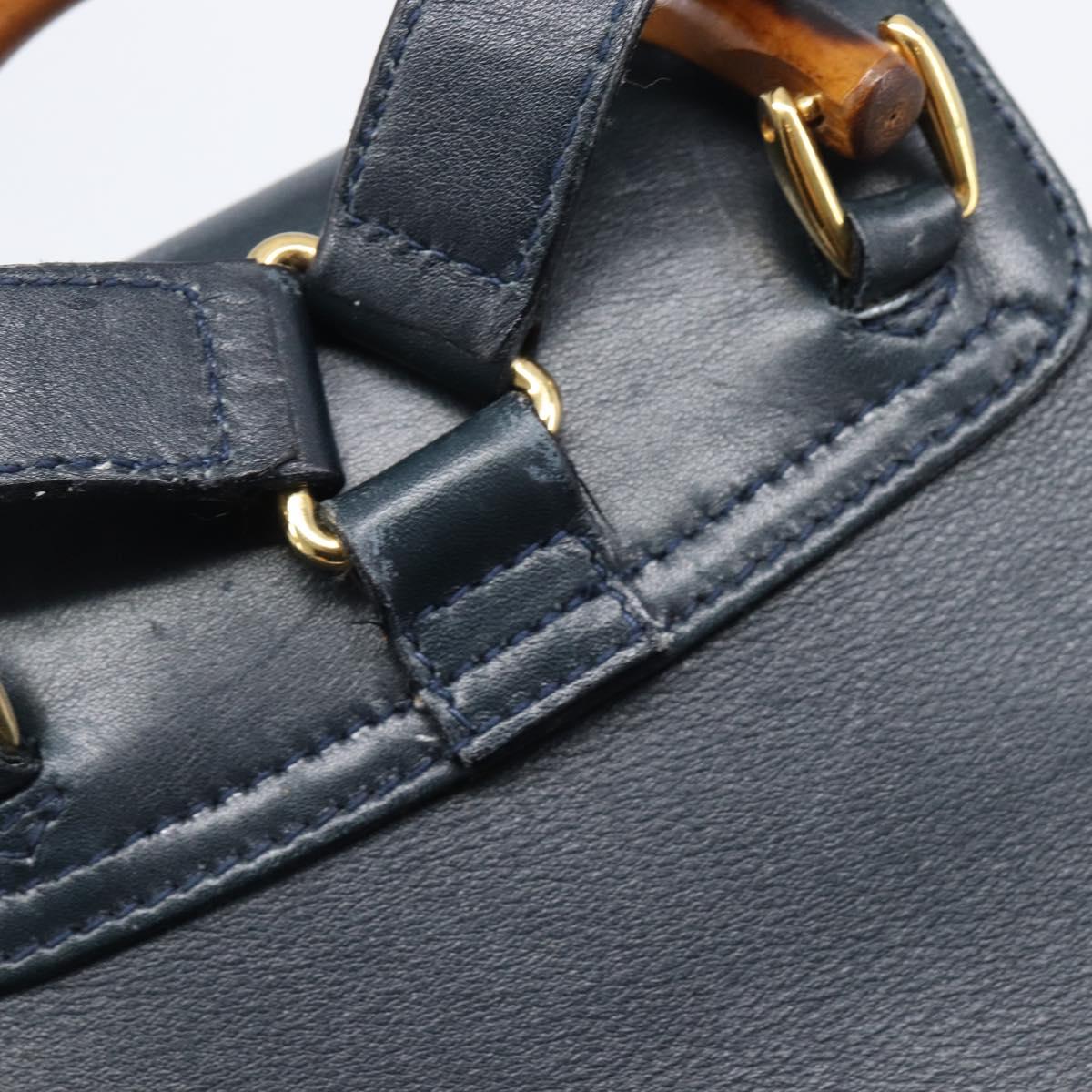 GUCCI Bamboo Backpack Leather Black Gold 003 3444 0030 Auth nb256