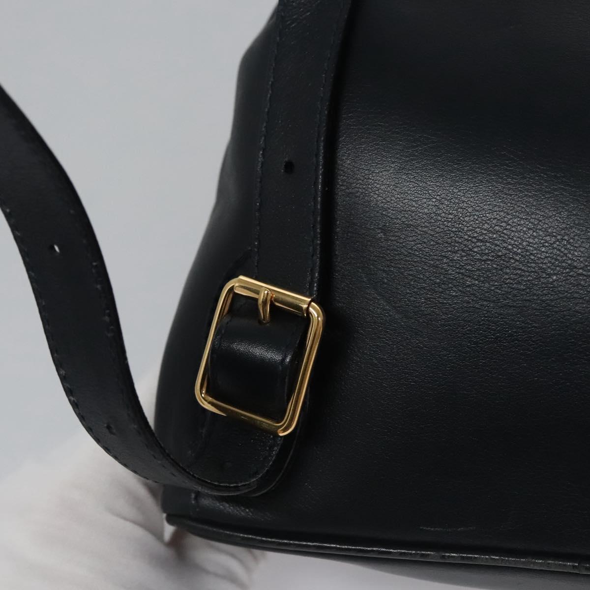 GUCCI Bamboo Backpack Leather Black Gold 003 3444 0030 Auth nb256