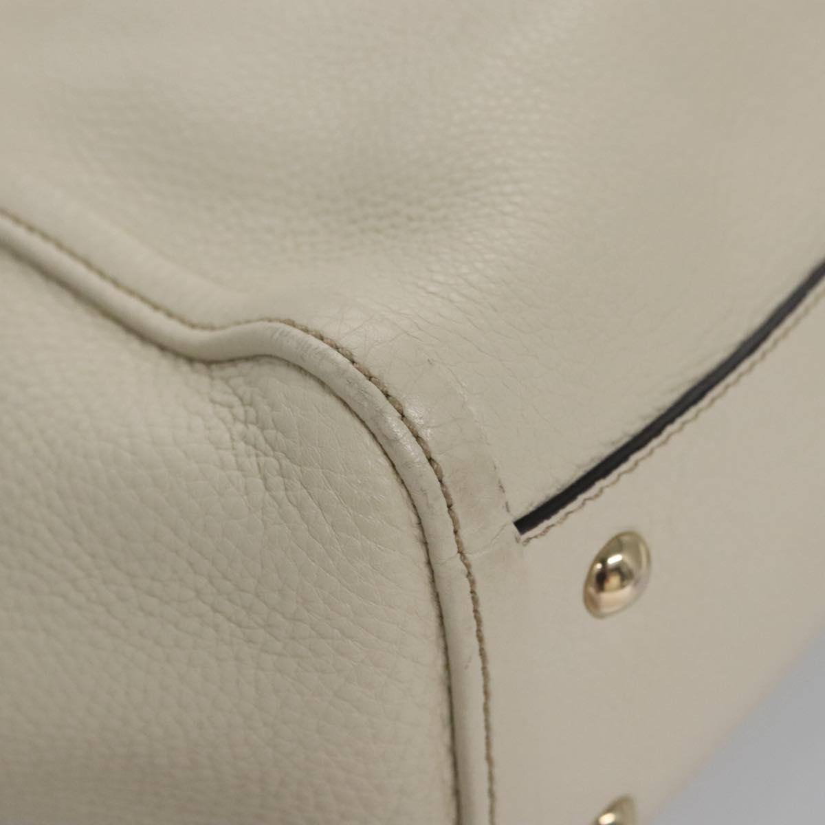 GUCCI Hand Bag Leather White Gold 336751 Auth nb259