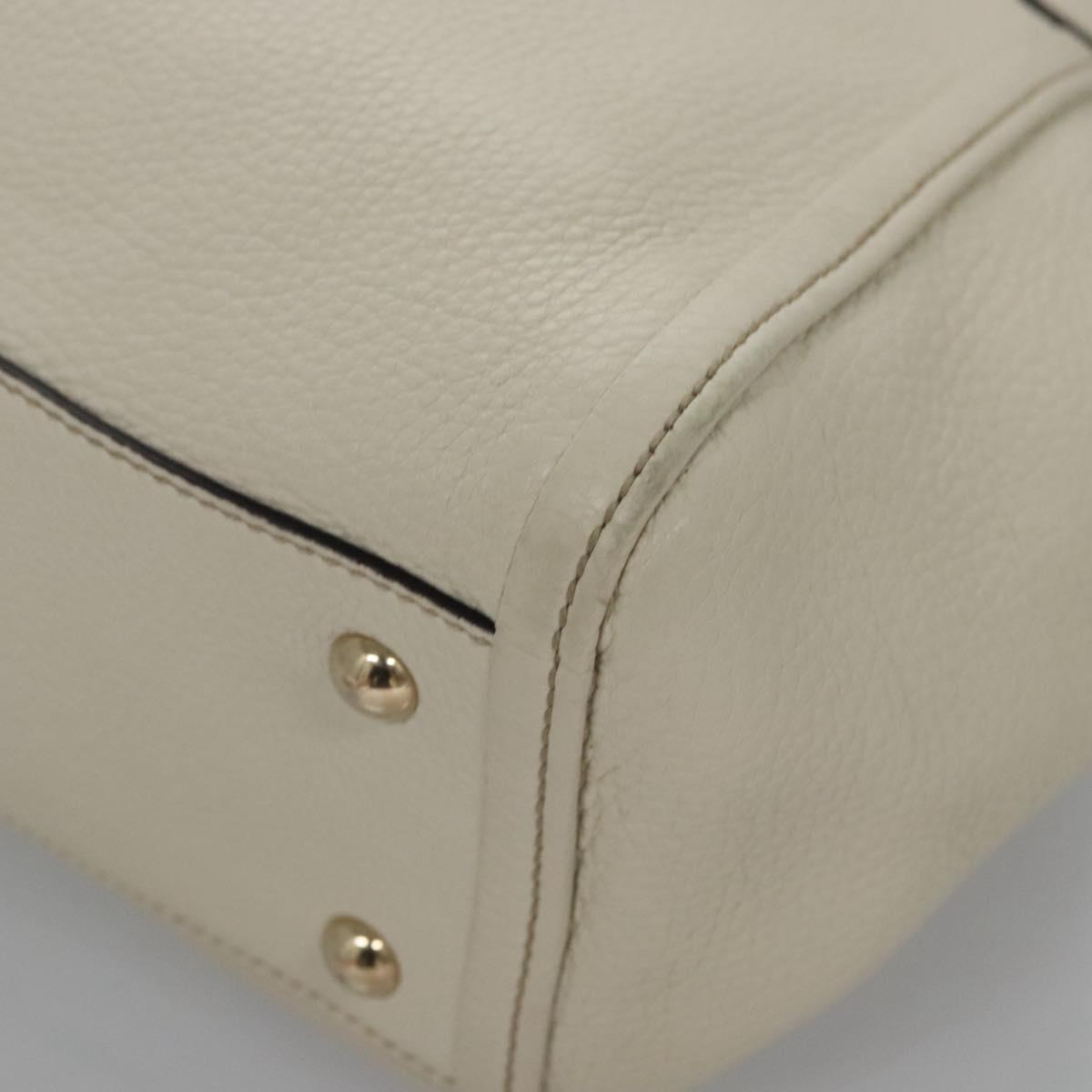 GUCCI Hand Bag Leather White Gold 336751 Auth nb259