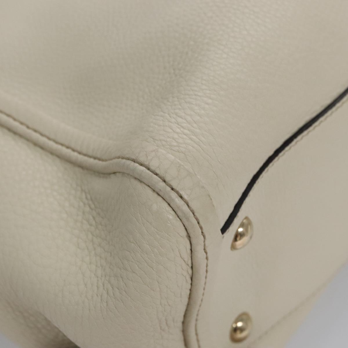 GUCCI Hand Bag Leather White Gold 336751 Auth nb259