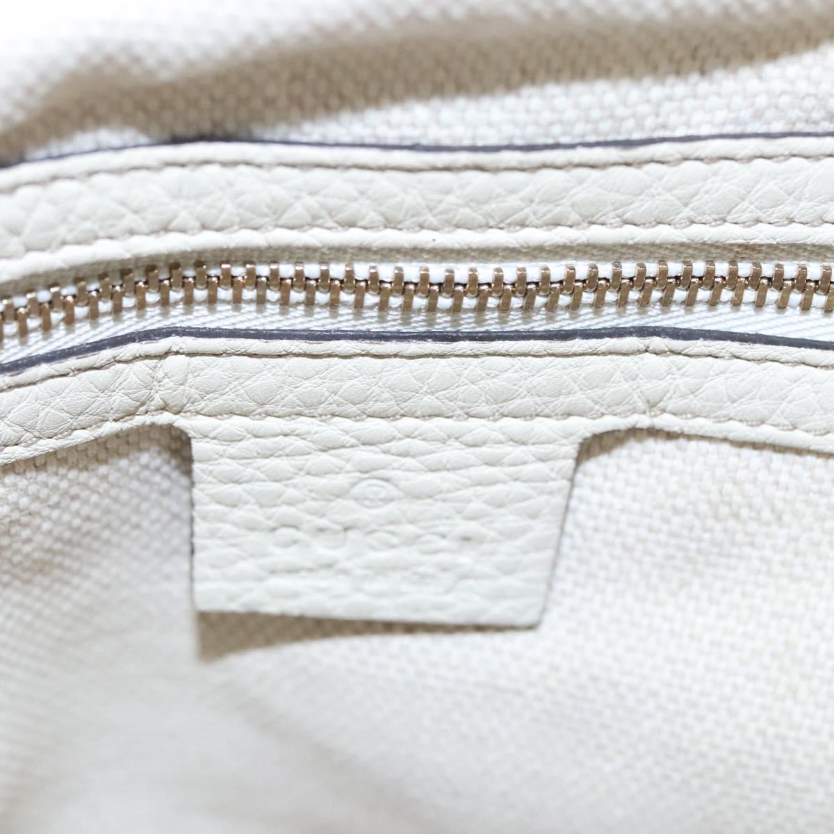 GUCCI Hand Bag Leather White Gold 336751 Auth nb259