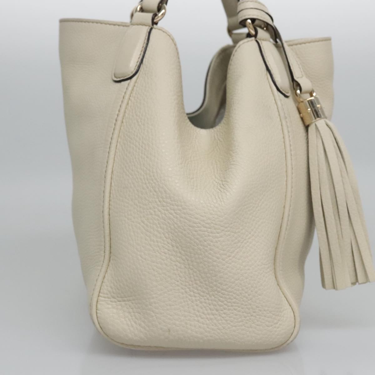 GUCCI Hand Bag Leather White Gold 336751 Auth nb259