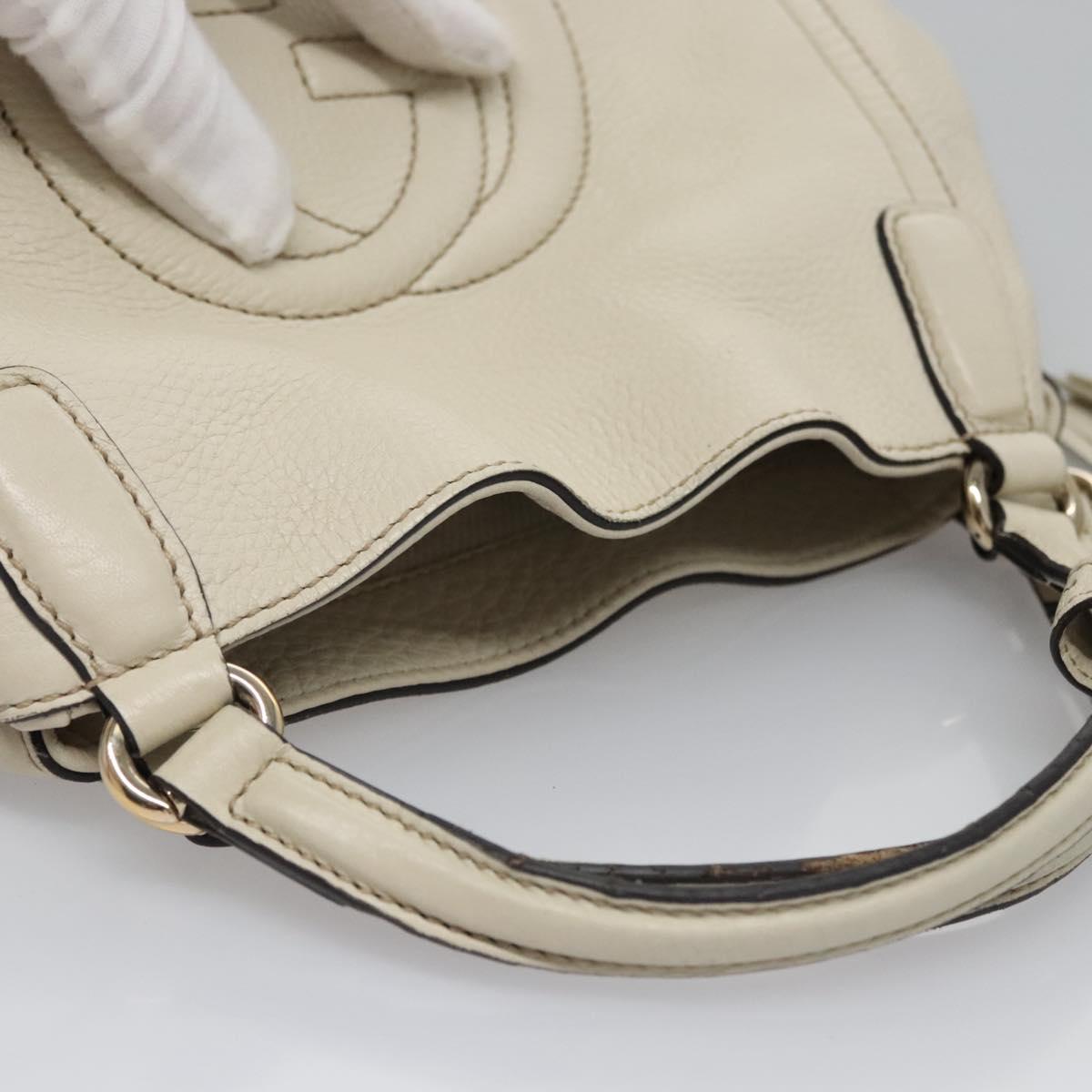 GUCCI Hand Bag Leather White Gold 336751 Auth nb259