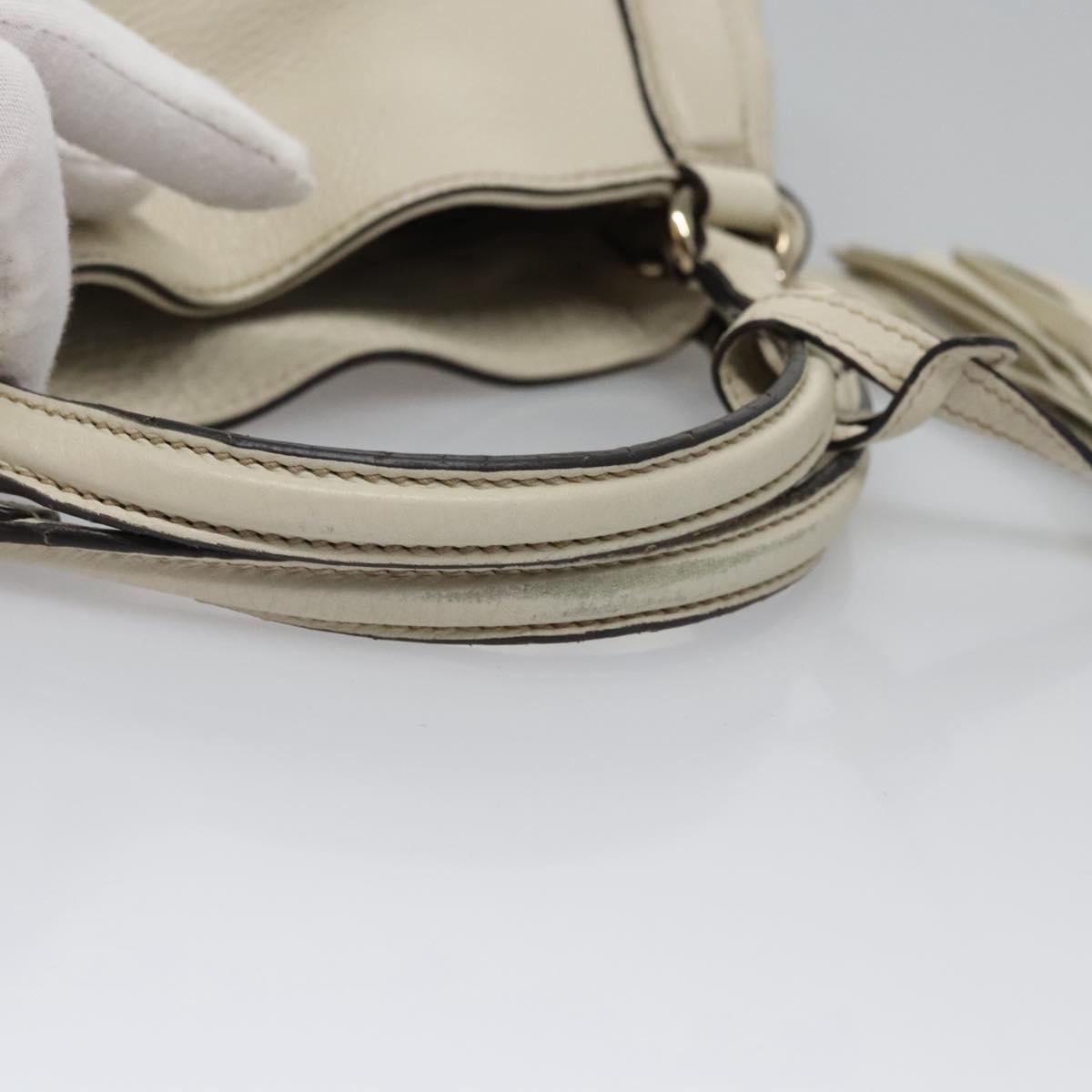 GUCCI Hand Bag Leather White Gold 336751 Auth nb259